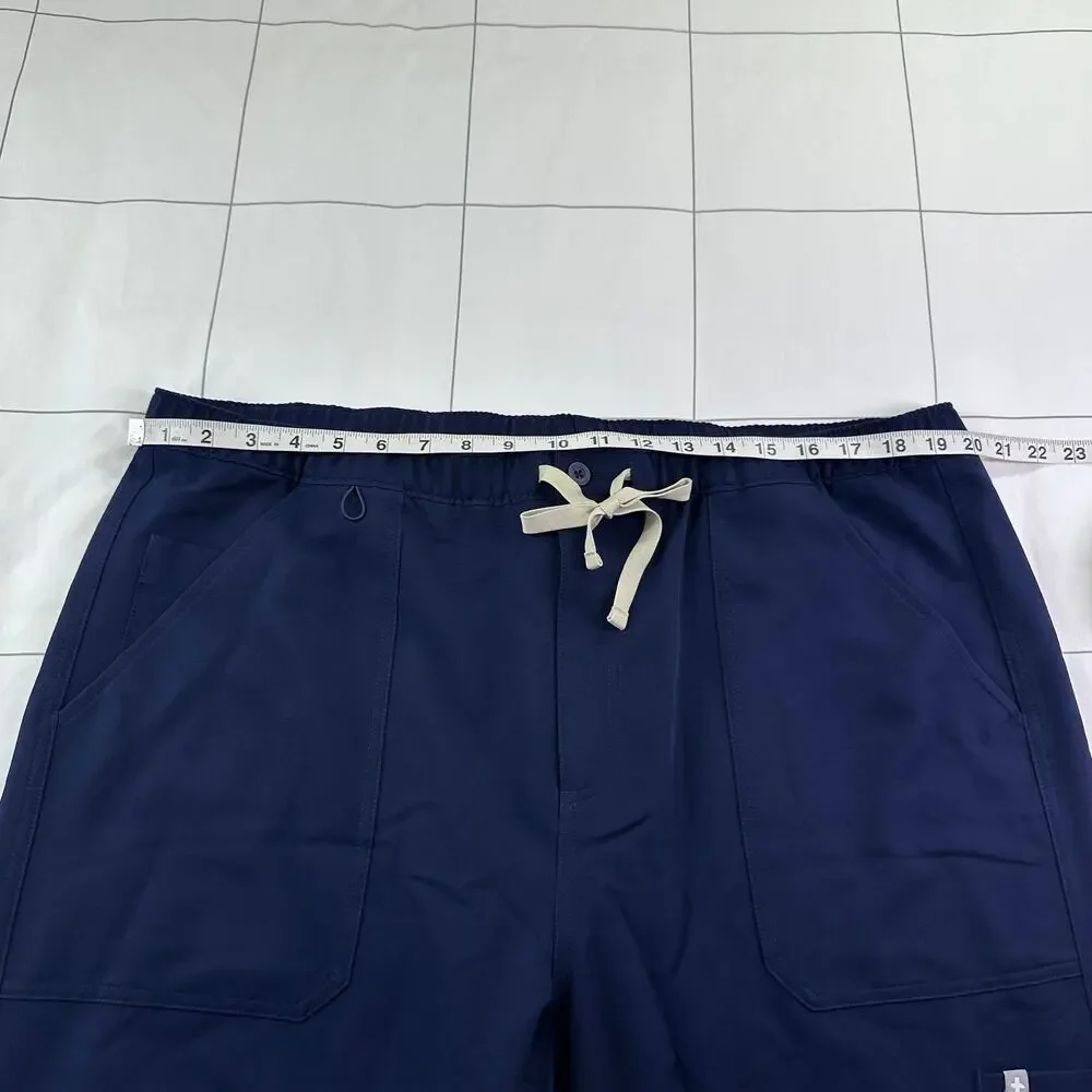 Figs Cairo Cargo Scrub Pants Mens XXL Tall Navy Blue Medical Pockets Drawstring